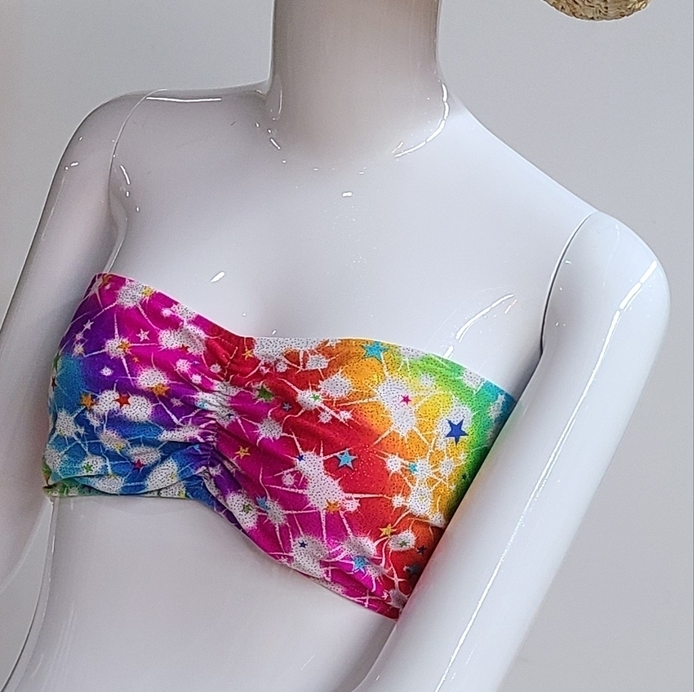 🌈J. Valentine Multi-Color Tube Top/Festival Rave Top
